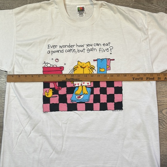 90s Vintage Cat Shirt Cartoon XL Bathroom Scale Comic Tub Duck Boxers Cake - Picture 8 of 12